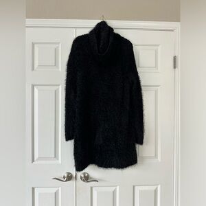 Cozy Black Turtleneck Sweater Dress